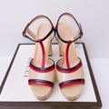 Gucci Shoes | Gucci Patent Nude Blue And Red Platform Heels | Color: Cream/Red | Size: 8.5