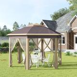 Outsunny 13'x11' Pop Up Gazebo, Double Roof Canopy Tent with Zippered Mesh Sidewalls, Height Adjustable and Carrying Bag