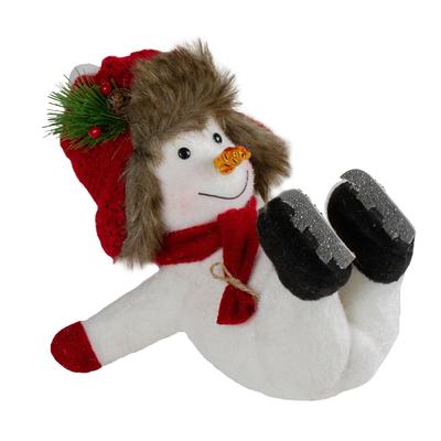 Fallen Ice Skating Snowman Christmas Figure - 10"