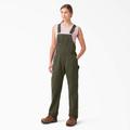 Dickies Women's Relaxed Fit Bib Overalls - Rinsed Moss Green Size L (FB206)