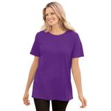 Plus Size Women's Thermal Short-Sleeve Satin-Trim Tee by Woman Within in Purple Orchid (Size S) Shirt