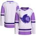 Men's adidas White/Purple Ottawa Senators Hockey Fights Cancer Primegreen Authentic Blank Practice Jersey