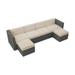 Wade Logan® Suffern Sectional Seating Group w/ Cushions All - Weather Wicker/Wicker/Rattan in Gray | Outdoor Furniture | Wayfair