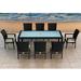 Lark Manor™ Kaneb Rectangular 8 - Person 78.75" Long Outdoor Dining Set w/ Cushions Glass, Wicker in Blue | 29.5 H x 78.75 W x 39.25 D in | Wayfair