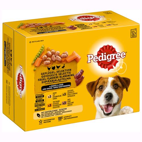 48x 100g Frischebeutel Multipack in Soße Geflügel-Mix Pedigree Hundefutter nass