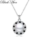 AWN – collier en argent noir couleur argent bijoux pour femmes colliers ronds classiques et