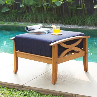 Cambridge Casual Lowell Teak Patio Ottoman with Cushion