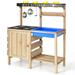 Outdoor Mud Kids Kitchen Playset Wooden Pretend Play Toy with Kitchenware - 31" x 15" x 36.5" (without cups) (L x W x H)