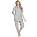 Plus Size Women's Capri Lounge Set by Dreams & Co. in Heather Grey (Size 18/20)