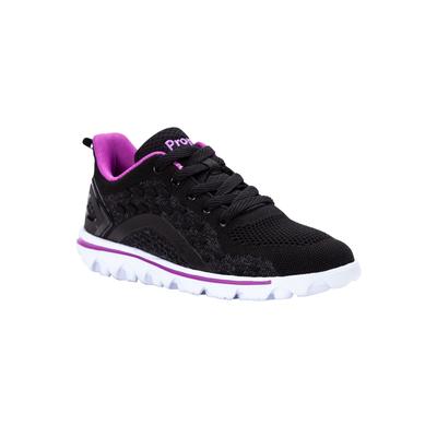 Women's Travelactiv Sneaker by Propet in Black Purple (Size 6 XX(4E))