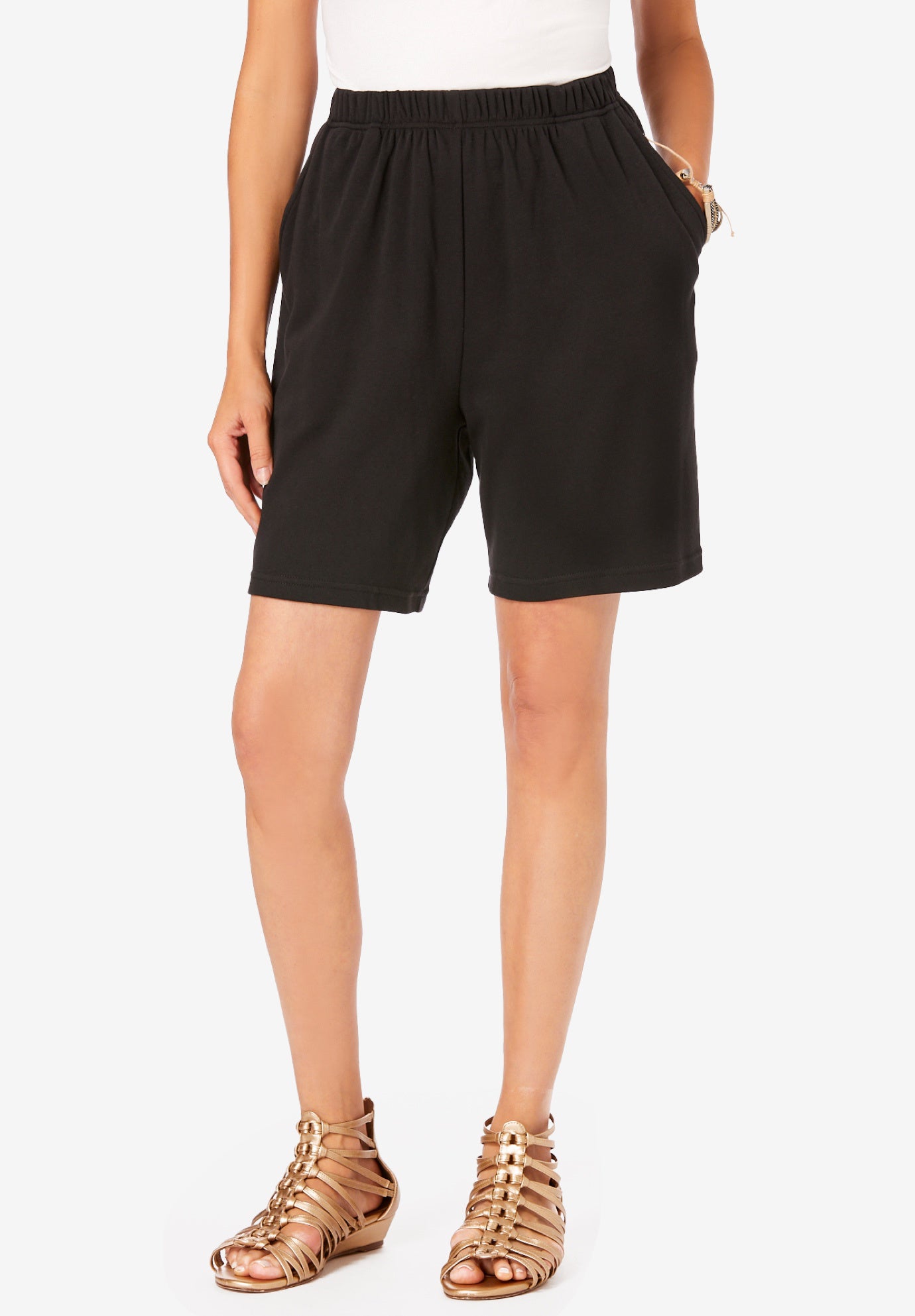 Plus Size Women's Plus Size Soft Knit Pull-On Short by Roaman's in Black (Size 6X)