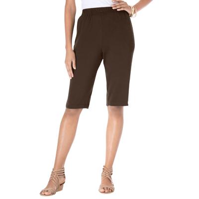 Plus Size Women's Plus Size Soft Knit Pull-on Bermuda Short by Roaman's in Chocolate (Size S)