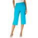 Plus Size Women's Soft Knit Capri Pant by Roaman's in Ocean (Size 2X)