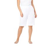 Plus Size Women's Soft Knit Bermuda Short by Roaman's in White (Size 5X)