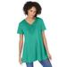 Plus Size Women's Rounded V-Neck Crochet Tunic by Woman Within in Pretty Jade (Size 4X)