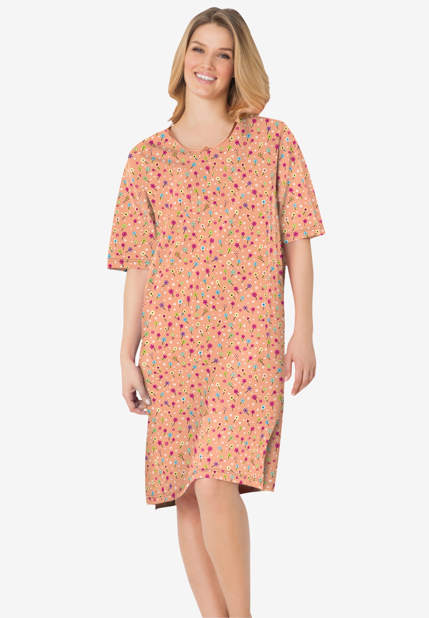Plus Size Women's Short-Sleeve Sleepshirt by Dreams & Co. in Honey Peach Floral (Size 7X/8X)