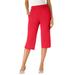 Plus Size Women's Soft Knit Capri Pant by Roaman's in Vivid Red (Size 1X)