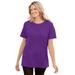 Plus Size Women's Thermal Short-Sleeve Satin-Trim Tee by Woman Within in Purple Orchid (Size 6X) Shirt