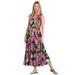 Plus Size Women's Pintucked Sleeveless Dress by Woman Within in Black Multi Fun Floral (Size 1X)