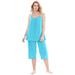 Plus Size Women's Breezy Eyelet Knit Tank & Capri PJ Set by Dreams & Co. in Caribbean Blue (Size 38/40) Pajamas