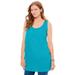 Plus Size Women's Perfect Sleeveless Shirred U-Neck Tunic by Woman Within in Pretty Turquoise (Size 14/16)