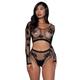 Be Wicked Floral Delight Dessous Set Schwarz One Size