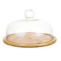 Luxshiny 1 Pc Glass Cake Stand with Dome, Round Wood Server Cake Stand with Glass Dome Wooden Cheese Dome Cake Stand with Dome Covered Platter Practical Food Plate