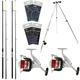 DNA Leisure 2x Sea Fishing Beach Caster 12ft 2pc Rod & Reel Setup 20lb Line & Tripod Stand | Feathers | Sea Rigs