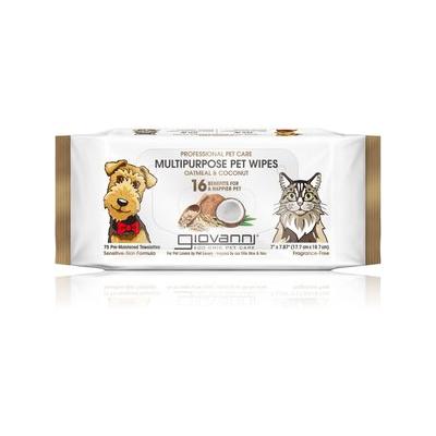 Giovanni Professional Multipurpose Oatmeal & Coconut Dog & Cat Wipes, 75 count
