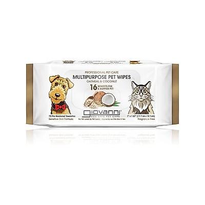 Giovanni Professional Multipurpose Oatmeal & Coconut Dog & Cat Wipes, 75 count