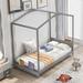 Grey Twin House Platform Bed with Headboard