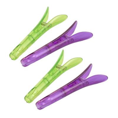 Plastic Spring Loaded Kitchen Fruit Grape Seed Remover Corer 4 Pcs - Clear Purple, Clear Green