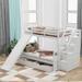 Twin over Full Pine Wood+MDF Bunk Bed with Drawers,Storage and Slide & Guardrail & Handrails, Stable Structure, Smooth Paint