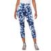 Plus Size Women's Essential Stretch Capri Legging by Roaman's in Navy Acid Tie Dye (Size 12) Activewear Workout Yoga Pants