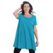 Plus Size Women's Scoopneck Swing Ultimate Tunic by Roaman's in Deep Turquoise Bias Stripe (Size 42/44) Long Shirt