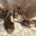 Coach Shoes | Coach Alina Patchwork & Brown Leather Wedge Sandals | Color: Brown/Gold | Size: 8
