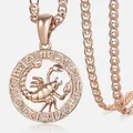 Pendentif signe du zodiaque pour femme 12 breloques Constellation or rose 585 collier document