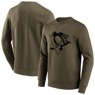 Pittsburgh Penguins Fanatics Branded Iconic Preferred Logo Graphic Crew Sweatshirt - Khaki - Herren Image