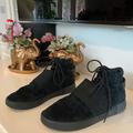 Adidas Shoes | Adidas Tubular High Top Shoes Black Suede Leather Mens Size 9 | Color: Black | Size: 9