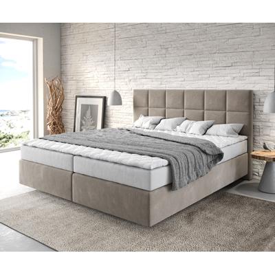 DELIFE Boxspringbett Dream-Fine 180x200 cm Mikrofaser Beige mit Matratze und Topper, Boxspringbetten Image