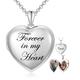 SOULMEET Personalized 9k 14k 18k Solid White Gold/Silver Heart Locket Necklace That Holds Pictures Photo Engraved Letters Forever in my Heart Locket Necklace (Custom photo & text)