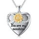 SOULMEET 18k White Gold/Silver Infinity Sunflower Locket Necklace That Holds 1 Picture Photo Heart Locket Necklace, You Are My Sunshine (Locket only)