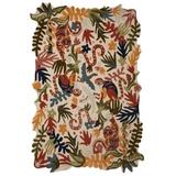 Black 27 x 0.5 in Area Rug - Justina Blakeney x Loloi Optimism Floral Handmade Tufted Wool Ivory/Red/Green Area Rug Wool | 27 W x 0.5 D in | Wayfair