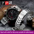 Bracelet de montre en acier inoxydable pour hommes 24x16mm fin de patte argent et noir TIMEX