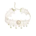 Collier ras du cou pour femmes 1 pièce romantique Vintage fausse perle dentelle décor de