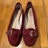 Michael Kors Shoes | Burgundy Michael Kors Suede Moccasin Loafer With Gold Hardware | Color: Red | Size: 7