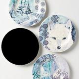 Anthropologie Dining | Anthropologie Winterland Canape Plates Set Of 3 Snowy Arctic Fox Pine | Color: Blue/Purple | Size: Os