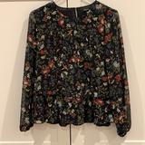 Madewell Tops | Madewell.Excellent Used Condition.Women’s Size Small.Silky Black Floral. Sleeves | Color: Black/Red | Size: S