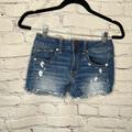 American Eagle Outfitters Shorts | American Eagle Cut Off Denim Jean Shorts Frayed Holes Distressed Midi Size 2 | Color: Blue | Size: 2