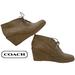 Coach Shoes | Coach Cassy Tan Nude Suede Leather Wedge Tie Ankle Boots Booties 8.5 | Color: Cream/Tan | Size: 8.5